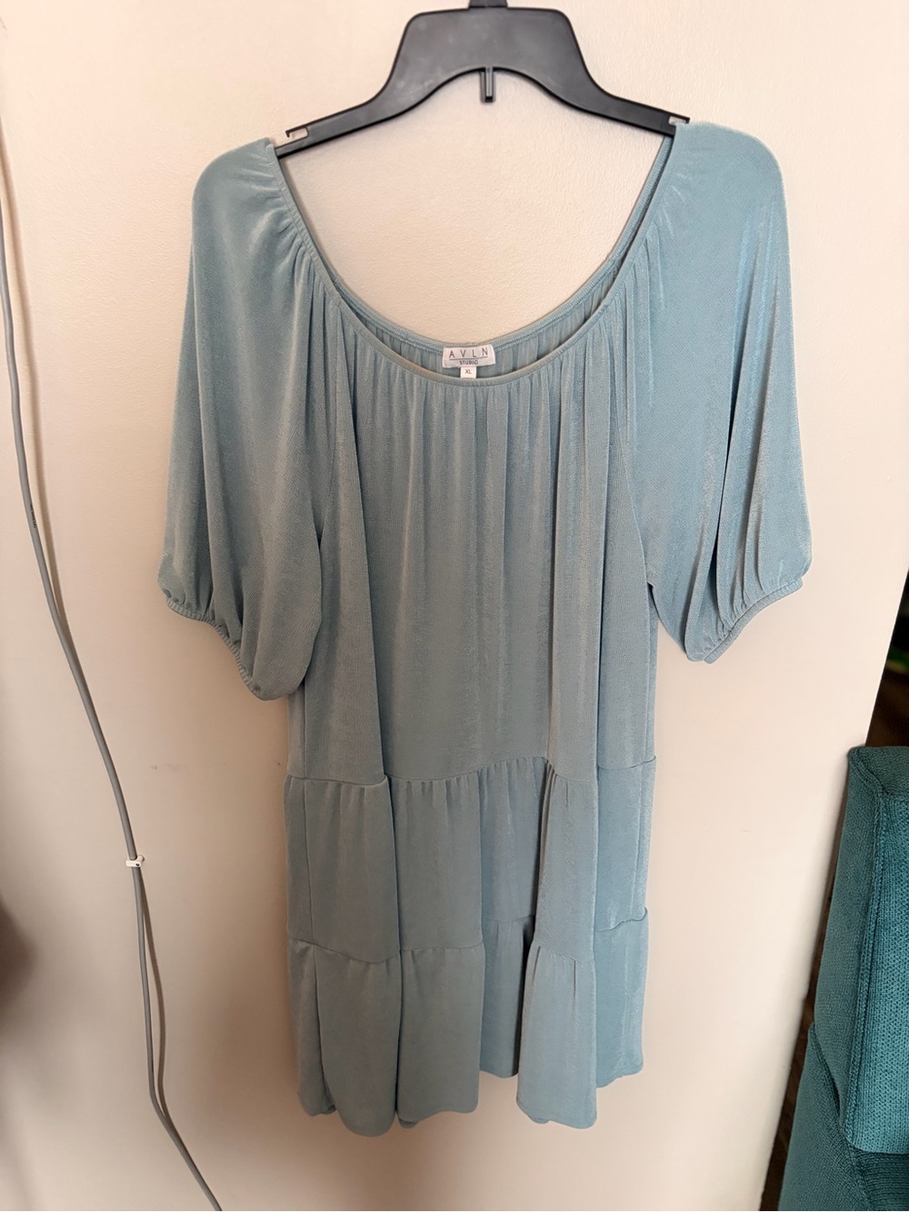 Light Blue Tiered Scoop Neck Dress